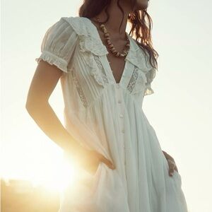 Free People White Lace Detail Dress